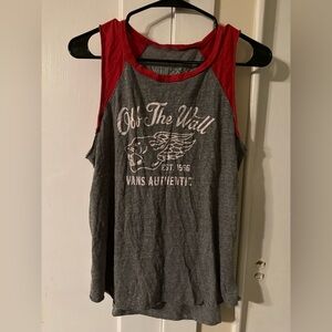 Women’s Vans Authentic Gray and Red Graphic Tank with big cat